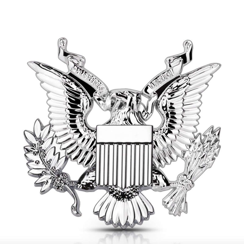 Fsforcar United States Military US Army Metal Car Emblem Sticker Decal (Silver) - Image 1